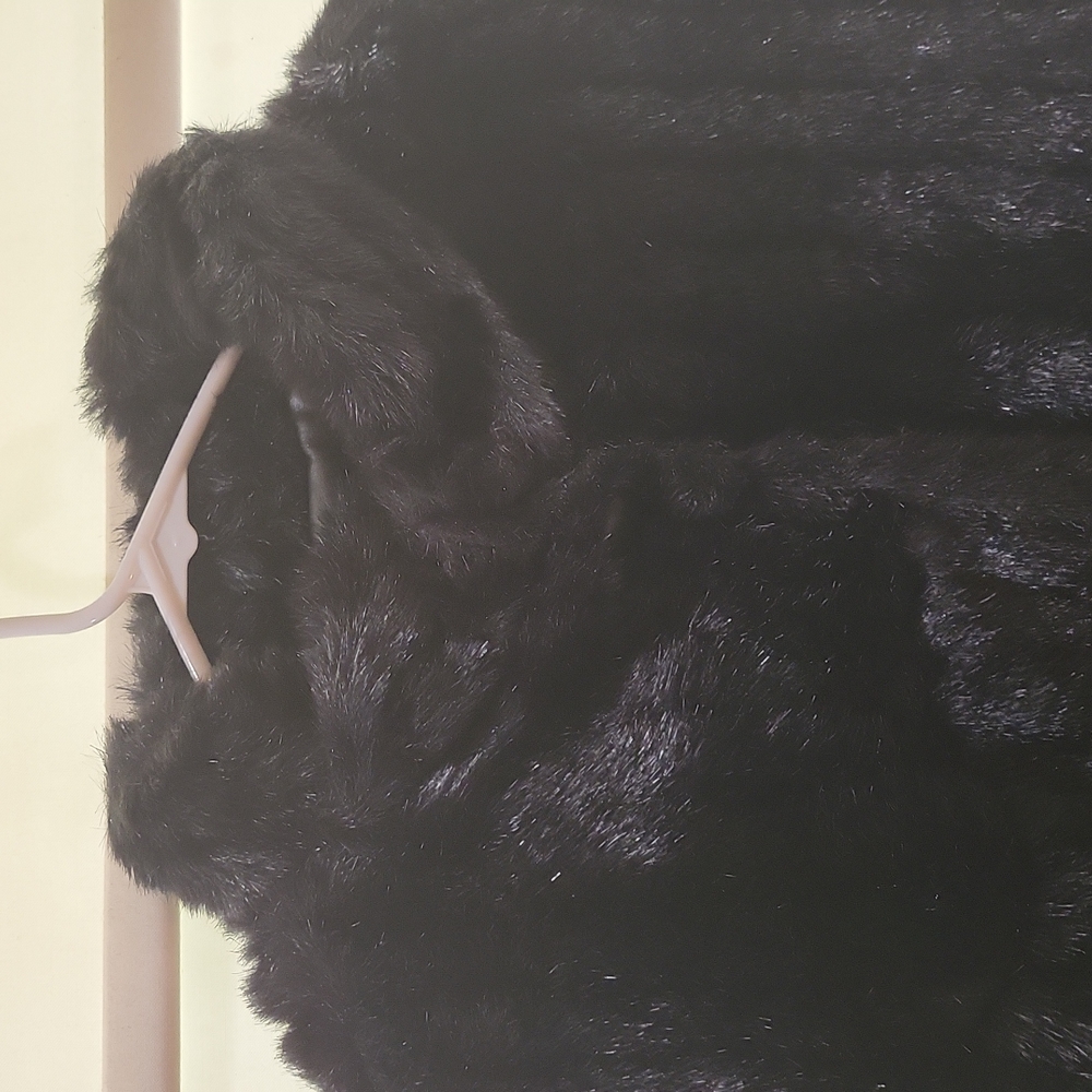 Vintage Sears Faux Fur Women's Coat Black  Size 12 - Picture 4 of 7